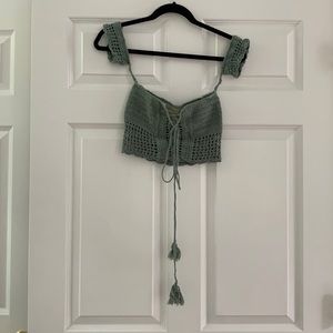 Andi Bagus crochet crop top - XSMALL - Sage Green